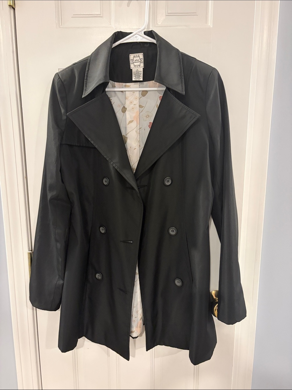 Urban Behavior Black Double-Breasted Trench with Notch Collar